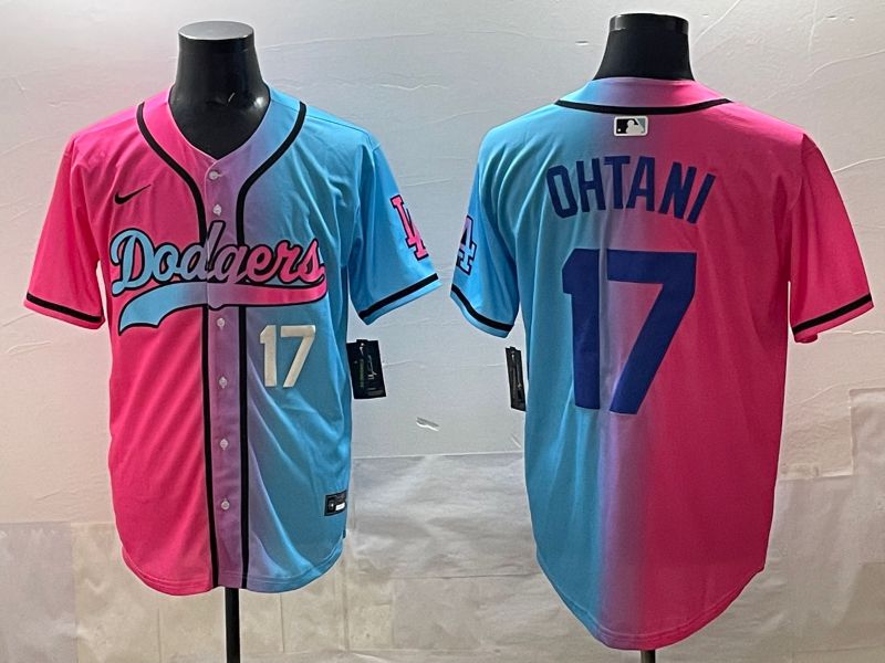Men Los Angeles Dodgers #17 Ohtani Blue pink Game 2025 Nike MLB Jersey style 0015->los angeles dodgers->MLB Jersey